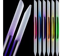Lot de 6 repousse-cuticules en verre avec lime à ongles double face en cristal pour manucure, pédicure et dissolvant de précision (rose, bleu, violet, orange, jaune, vert)