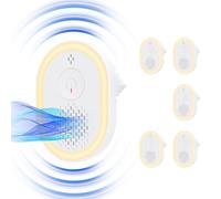 Lot de 6 répulsifs à ultrasons pour souris, conversion intelligente de fréquence, 4 modes avec veilleuse et alarme, répulsif efficace contre les souris, les cafards et les moustiques pour la maison