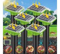 Lot de 6 répulsifs à ultrasons pour taupes d'extérieur, à énergie solaire pour pelouse, cour et jardin, pièges à taupes, étanches, repousse efficacement les campagnols, marmottes et serpents, vert