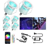 Lot de 6 RGB Spot Encastrable Exterieur Dimmable pour Terrasse Bois, Etanche IP67,Ø31mm Spot Led Extérieur Encastrable, 0,6W DC12V, Spots LED Encastrable pour Chemin d'escalier Plafond