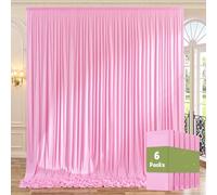 Lot de 6 Rideaux de Fond en Polyester infroissables pour Photo, Mariage, Anniversaire, Photographie, fête prénatale, 9 x 3 m, Rose