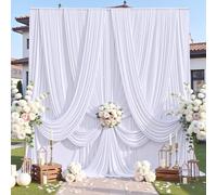 Lot de 6 Rideaux de Fond infroissables, Doux, Soyeux et faciles à Draper pour Toile de Fond, Rideaux de Mariage de 3,7 m de Long pour fêtes, Anniversaires, fêtes prénatales, Photographies