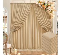 Lot de 6 Rideaux de Fond infroissables en Polyester pour fêtes, Mariage, Anniversaire, Photographie, 9 x 3 m, Beige