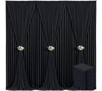 Lot de 6 Rideaux de Fond Noirs infroissables pour fête d'anniversaire, Mariage, Photographie, décoration de Fond en Polyester, 9,1 x 3 m