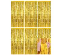Lot de 6 rideaux en guirlandes scintillantes de 1 m x 2 m - Rideau de fête à paillettes - Fond en film à franges - Décoration d'anniversaire de mariage - Festival - Décoration de scène (doré)