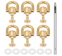Lot de 6 rivets en D en alliage de zinc - Rivets dorés pour cuir avec perforatrice et joint en silicone - Rivets à vis pour cuir - Pour bricolage, sac à main, sac à dos, portefeuille, étui de