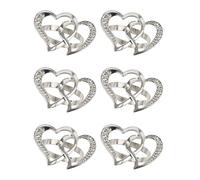 Lot de 6 ronds de serviette creux en forme de cœur avec strass - 3,6 x 5,5 cm - Décoration de table pour dîner de mariage