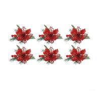 Lot de 6 ronds de serviette de Noël faits à la main avec boucles en pin rouge pour table festive, fabriqués à partir de plastique robuste pour une utilisation répétée