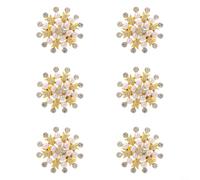 Lot de 6 ronds de serviette élégants en métal creux avec fleur et perle, finition lisse pour un placement facile des serviettes, adaptés pour les hôtels, les restaurants et les lieux d'événements