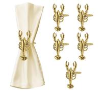 Lot de 6 Ronds de Serviette en Acier Inoxydable Dorés,Motif Homard,pour Décoration de Table,Fête,Mariage,Dîner,Banquet,Usage Quotidien