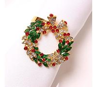 Lot de 6 ronds de serviette en métal - Boucles de serviette de Noël - Vintage - Décoration de table pour mariage, fête, table à manger, nouvel an, décoration de table - Couronne de Noël en diamant