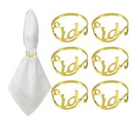 Lot de 6 Ronds de Serviette en Métal Doré Ramadan,Ronds Serviette Eid Mubarak pour Décoration de Table de Mariage,Banquet,Fête,Ramadan