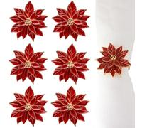 Lot de 6 ronds de serviette pour Noël, fête de mariage, décoration de table de vacances avec nœuds et strass, porte-serviettes en tissu en alliage pour table à manger