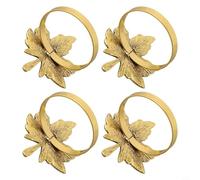 Lot de 6 ronds de serviette rétro en métal | Motif feuille d'érable d'automne | Pour fête d'automne Thanksgiving | Supports de décoration de table en alliage doré | Pour maison, dîner, banquet de