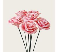 Lot de 6 roses en céramique faites à la main, avec des couleurs vives et des détails complexes de pétales, décorations florales, décoration de mariage, décoration de Noël, cadeau de Saint-Valentin