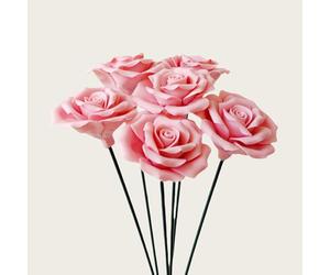 Lot de 6 Roses en céramique Faites à la Main, avec des Couleurs Vives et des détails complexes de pétales, décorations Florales, décoration de Mariage, décoration de Noël, Cadeau de Saint-Valentin