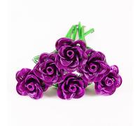 Lot de 6 Roses en métal Faites à la Main imperméables et antirouille - Décoration Florale en Aluminium - Ne se décolore Pas - Amour éternel - pour Cour, Cuisine, Salle de Bain, Balcon - Fleurs