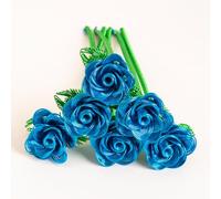 Lot de 6 Roses en métal Faites à la Main imperméables et antirouille - Décoration Florale en Aluminium - Ne se décolore Pas - Amour éternel - pour Cour, Cuisine, Salle de Bain, Balcon - Fleurs