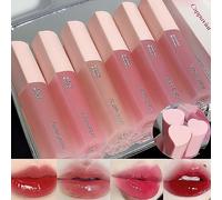 Lot de 6 rouges à lèvres Heart Crush Lip Glaze, aux couleurs vives, finition juicy et brillante, longue durée, hydratant, hautement pigmenté, maquillage transparent et naturel, pour un usage quotidien