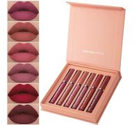 Lot de 6 rouges à lèvres liquides éternels mats, tasse antiadhésive, résistant à la lumière, imperméable, brillant à lèvres hydratant, kit de rouge à lèvres en velours soyeux, coffret cadeau pour femm