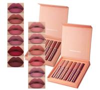 Lot de 6 rouges à lèvres liquides éternels mats, tasse antiadhésive, résistant à la lumière, imperméable, brillant à lèvres hydratant, kit de rouge à lèvres en velours soyeux, coffret cadeau pour femm