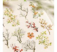 Lot de 6 rouleaux d'autocollants floraux pour scrapbooking - En PET - Washi - Décoratif pour accessoires de bullet journal, journal, album photo, ordinateur portable (série branche de fleurs)