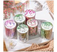Lot de 6 rouleaux d'autocollants pour scrapbooking, Arpaper Washi, accessoires en PET pour journal, autocollants esthétiques floraux, décoratifs pour journal, album photo, ordinateur portable (série