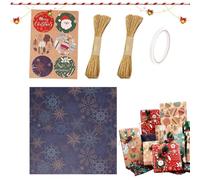Lot de 6 rouleaux de cadeau festif avec imprimés d'arbre de Père | Six rouleaux de papier festif avec motifs de Père Noël et arbre pour emballer des cadeaux de vacances