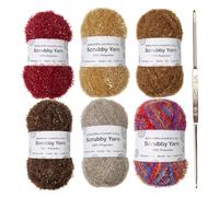 Lot de 6 rouleaux de fil à récurer en polyester avec crochet, assortiment de fils de 1 mm pour travaux manuels et projets de maison