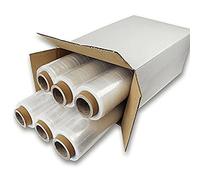 Lot de 6 rouleaux de film extensible manuel transparent épaisseur 23 my, 2,2 kg, hauteur 50 cm, Film Plastique Emballage Polyéthylène