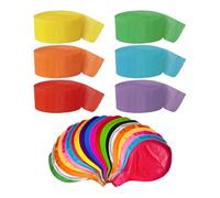 Lot de 6 rouleaux de papier coloré, 20 pièces, ballons, rouleaux de papier crépon, rubans de guirlandes, rouleaux de papier d'arrangement d'anniversaire pour décorations d'anniversaire et de mariage