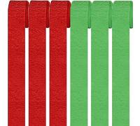 Lot de 6 rouleaux de papier crépon arc-en-ciel - Fond de serpentins - Papier crêpe - Pour décoration de fête et travaux manuels - 2 couleurs (rouge + vert)