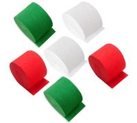 Lot de 6 rouleaux de papier crépon coloré pour décorations de fête, anniversaire, mariage, célébrations et événements (4,5 cm x 25 m) - Rouge, blanc, vert