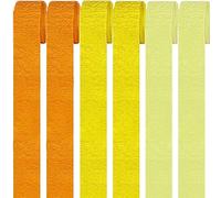 Lot de 6 rouleaux de papier crépon multicolore, arc-en-ciel, fond, serpentins, papier crêpé, pour décoration de fête et travaux manuels, art du papier (orange + 2 styles jaunes)