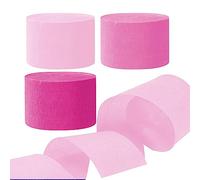 Lot de 6 rouleaux de papier crépon rose et rose clair de 4,6 cm d'élargissement pour décoration de fête, festival, un rouleau de 25 m par volume pour fête d'anniversaire, décoration de mariage