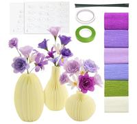 Lot de 6 rouleaux de papier crépon violet de 7,9 x 249,9 cm - Kit de 30 vases en nid d'abeille, fil de fer floral, bande florale pour adolescents et adultes, cadeaux de bricolage
