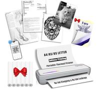 Lot de 6 rouleaux de papier thermique portable sans fil pour usage domestique, sans encre Bluetooth compatible avec iOS, Android et ordinateur portable pour tatouage, voyage, bureau Blanc