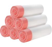 Lot de 6 rouleaux de petits sacs poubelle en corde de 15 l - Petits sacs poubelle qui tombent dans la cuisine, la salle de bain, la chambre à coucher, les maisons, le bureau - 120 pièces (blanc)