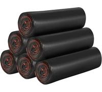 Lot de 6 rouleaux de petits sacs poubelle en corde de 15 l - Petits sacs poubelle qui tombent dans la cuisine, la salle de bain, la chambre à coucher, les maisons, le bureau - 120 pièces (noir)