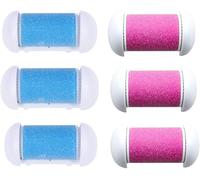 Lot de 6 rouleaux de rechange grossiers pour lime à pied électronique - Pour pédicure - Rose + bleu
