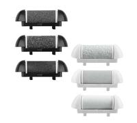 Lot de 6 rouleaux de rechange pour râpe électrique Scholl/Essy - 3 types de rugosité (3 noirs, 3 blancs)