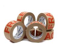 Lot de 6 rouleaux de ruban adhésif d'emballage en papier kraft fragile - Ruban adhésif solide, robuste et sécurisé pour grands colis et boîtes.