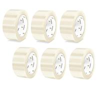 Lot de 6 rouleaux de ruban adhésif d'emballage transparent robuste de 48 mm x 66 m pour boîtes, affranchissements, déménagements - Ruban d'emballage certifié FSC pour emballage de boîtes en carton et