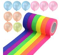 Lot de 6 rouleaux de ruban adhésif fluorescent - 5 m x 15 mm - 6 couleurs - Pour décoration de fête, Halloween, artisanat, décoration de Noël