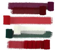 Lot de 6 rouleaux de ruban en mousseline de soie fait à la main - 3,8 cm x 2,7 m - Ruban coloré rustique pour bouquets, emballages, décorations, invitations de mariage (rouge violet)