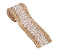 Lot de 6 rouleaux de ruban en toile de jute naturelle avec décorations en dentelle, style rustique, décoration artisanale pour fête de mariage, chemin de table en jute