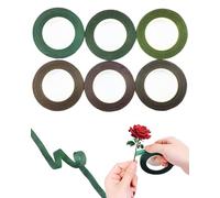 Lot de 6 rouleaux de ruban fleuriste vert floral, ruban adhésif pour fleurs, 27 x 12 mm, ruban fleuriste adhésif pour fleuristes pour bouquet, envelopper de fleurs, décorations