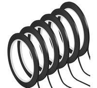 Lot de 6 rouleaux de ruban isolant noir, ruban adhésif Washi noir, ruban adhésif pour tableau blanc, ruban de marquage noir fineline, ruban de marquage Art Liner Decorative, ruban de masquage