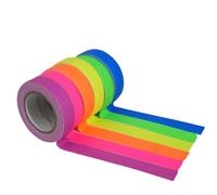 Lot De 6 Rouleaux Ruban Fluorescent UV Réactif, Scotch Fluorescent Sans Résidu, Accessoire Fluo Soirée pour Blacklight Party, Neon Mural Décorations, Bande Adhésive Tissée 6 Couleurs (15mm×5m)