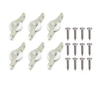 Lot de 6 roulettes de porte coulissante avec poulie en nylon et support en acier inoxydable pour armoire, armoire de cuisine et portes moustiquaires - Rouleau de 25 mm x 6 mm, pas de trou de 50 mm
